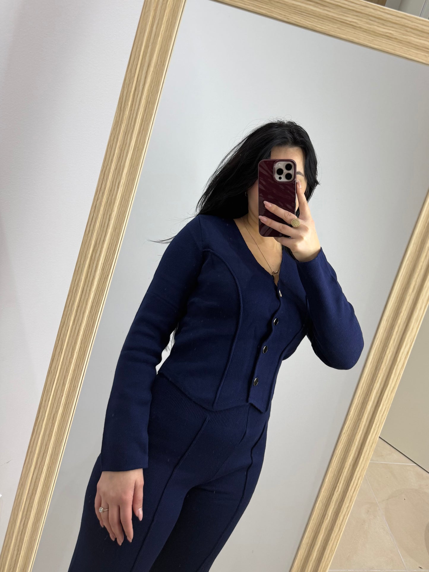 💙 Set Elegant Dy Pjesësh – Ngjyrë Blu Navy